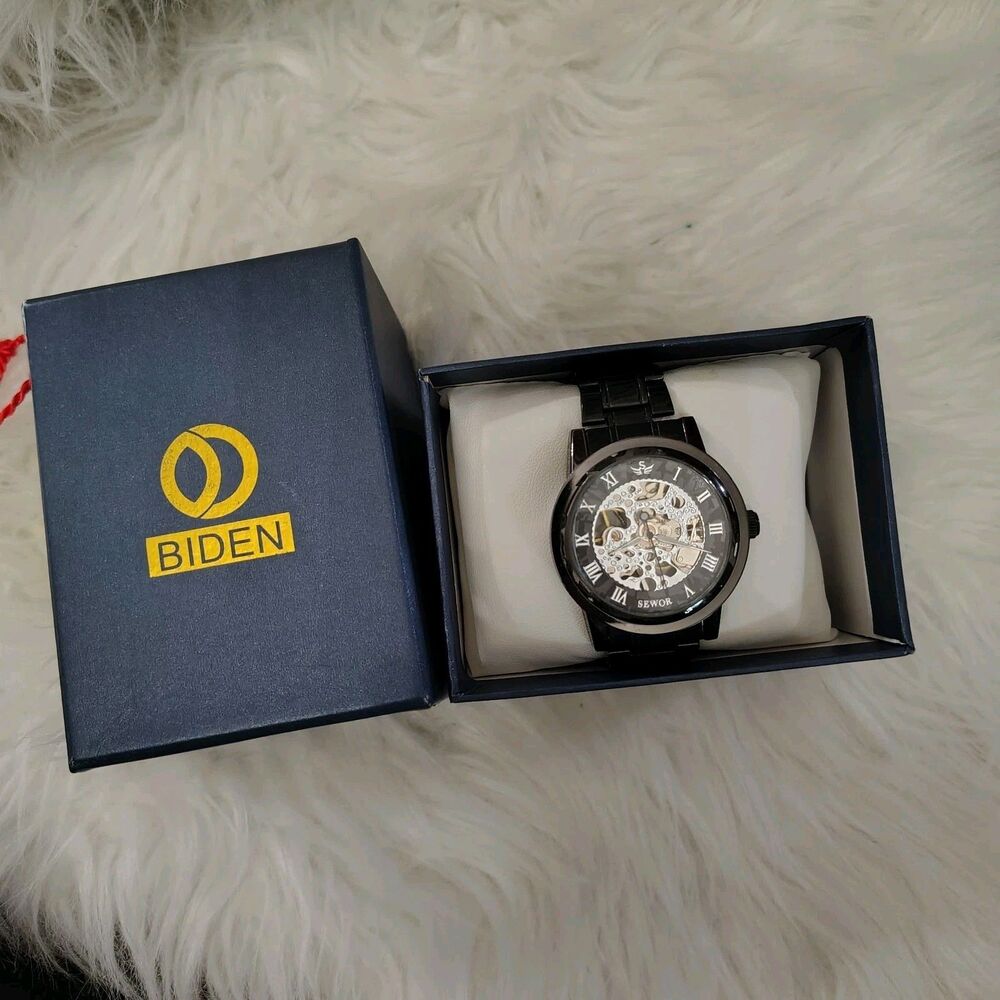Biden Skeleton Automatic Watch W Xtra Links Tool & Box